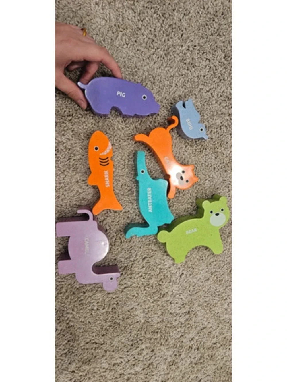 Animal Stacking Balancing Puzzle Toy 7 Piece Bird Cat Bear Shark Camel